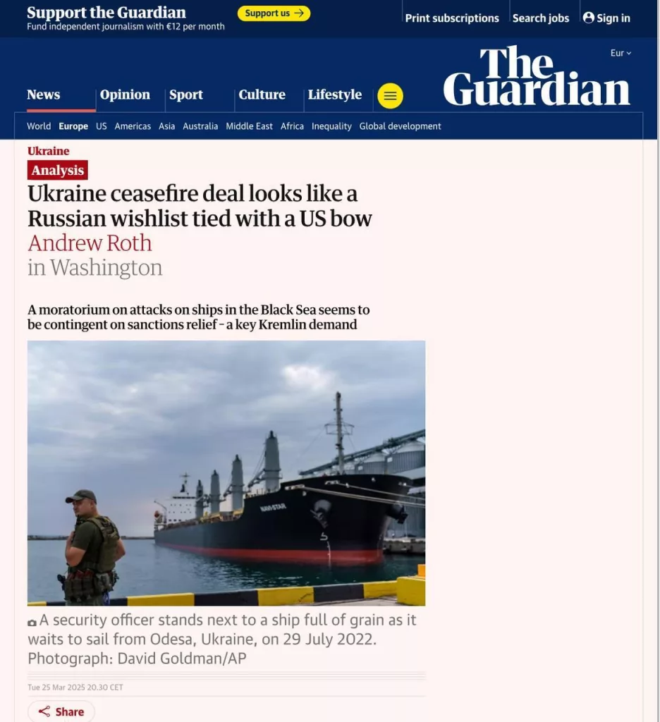 Запад в ярости: «соглашение о перемирии на Черном море – триумф России»