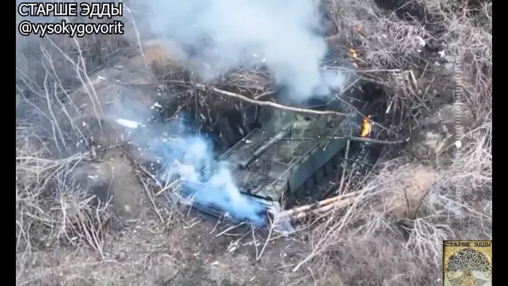 Уничтожение украинской 122-мм САУ 2С1 "Гвоздика" на Донбассе