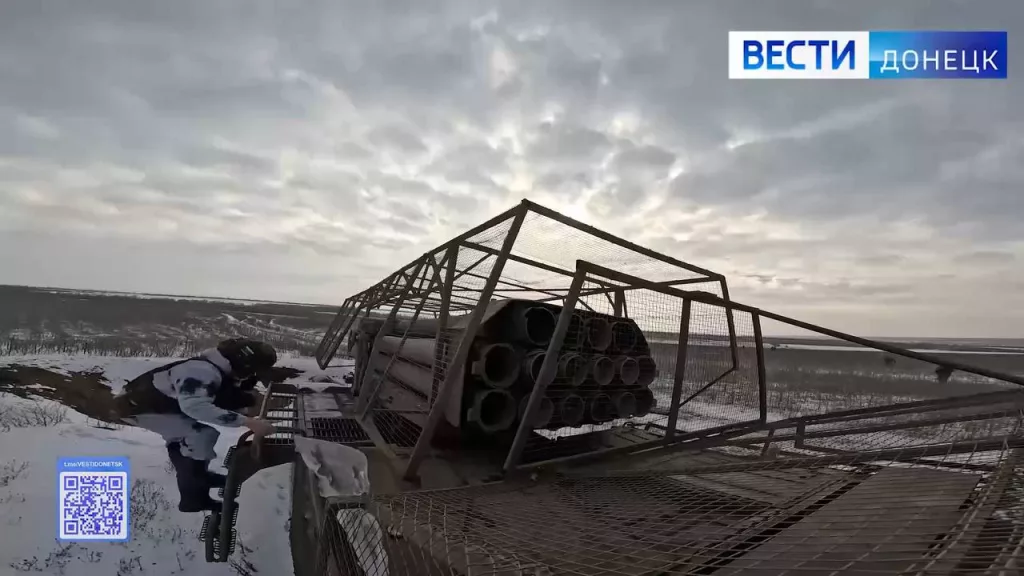 Боевая работа расчёта РСЗО 9К57 «Ураган» 1-й гвардейской танковой армии группировки войск «Запад»