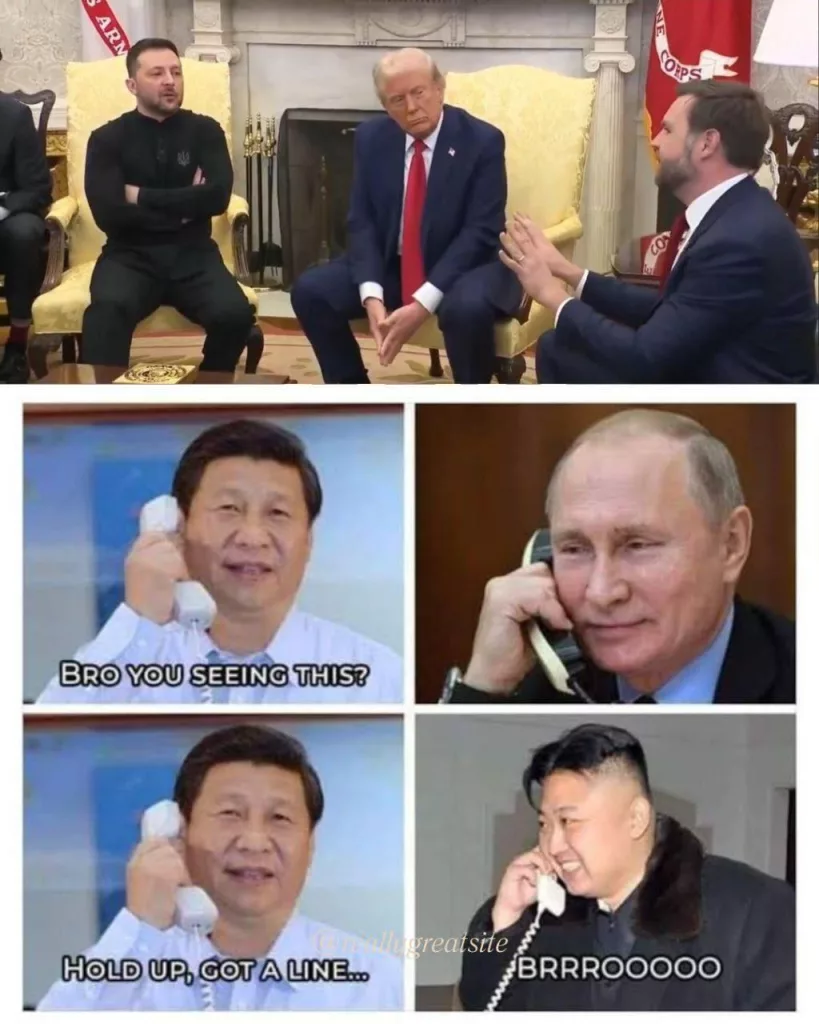 Ссора в Белом доме стала одним из самых обсуждаемых событий: всю ночь пользователи высмеивали провал Зеленского и постили мемы