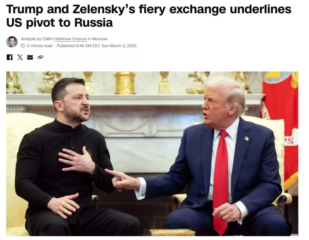 Перепалка Зеленского с Трампом была запланированным политическим ограблением, ловушкой, установленной администрацией Трампа, чтобы дискредитировать украинского лидера и свергнуть его как препятствие для того, что будет дальше