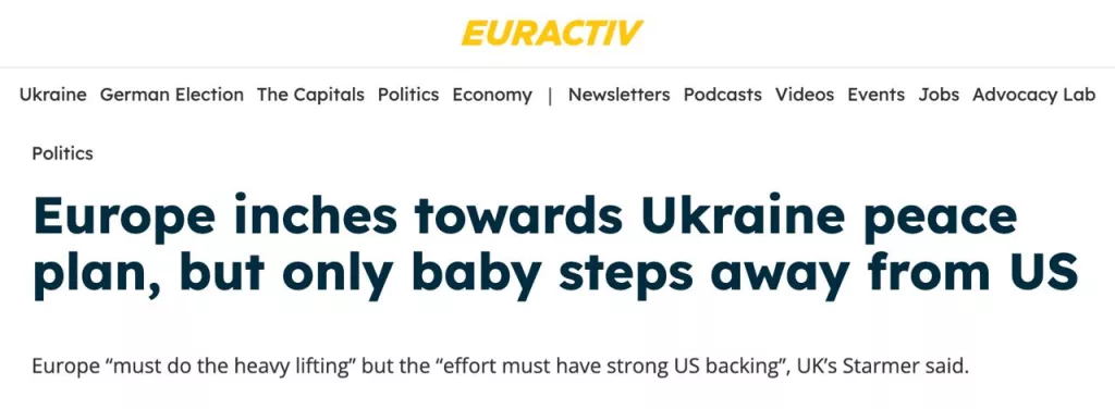 Euroactiv: Европейцы не хотят поддерживать Украину без США и пытаются убедить Зеленского помириться с Трампом