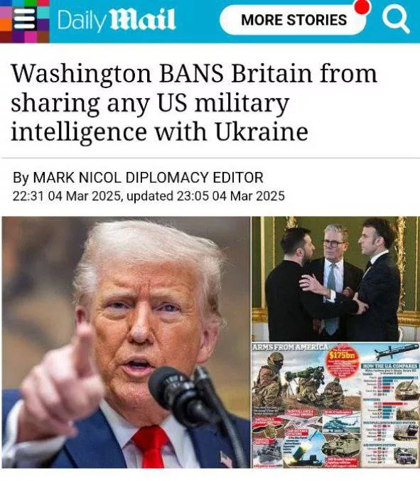 США запретили Великобритании делиться с Украиной разведданными из Вашингтона в рамках отказа от поддержки Зеленского, – Daily Mail