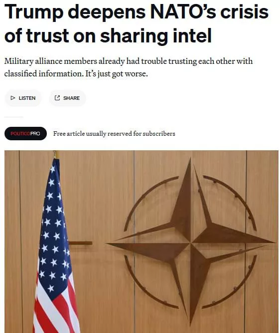 Страны НАТО перестали доверять друг к другу, — Politico