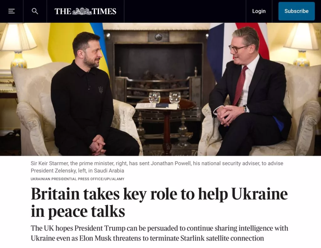 Британия консультирует украинских чиновников в преддверии переговоров с американской делегацией в Саудовской Аравии