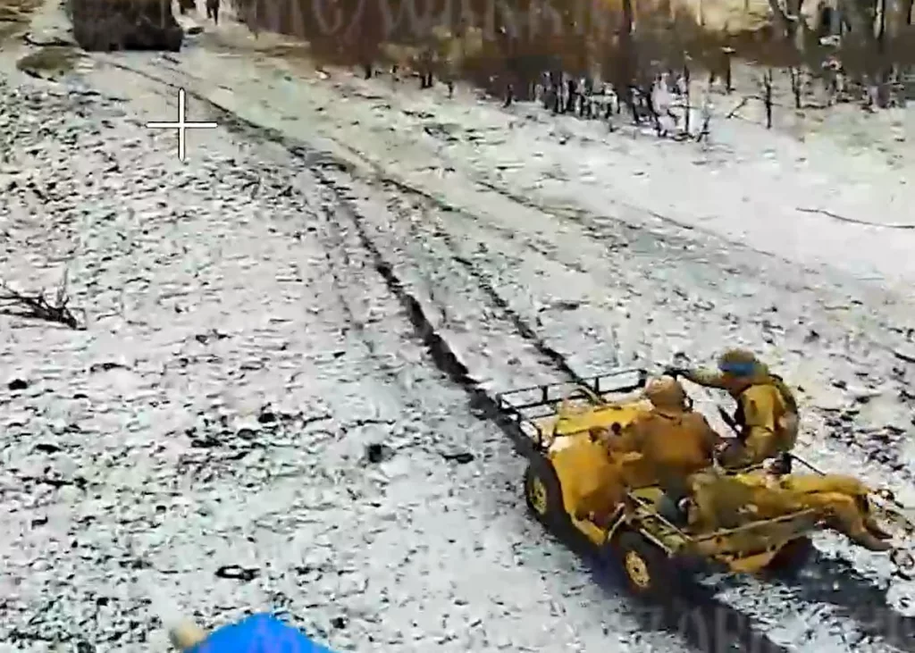 Точное поражение квадроцикла с украинскими солдатами в приграничье Белгородской области в ходе попытки прорыва ВСУ через российскую границу