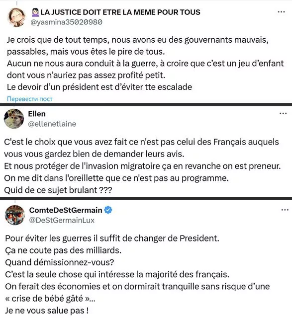 Макрон призвал вооружать Францию и всю Европу. В комментах под постом в X его массово почти проклинают