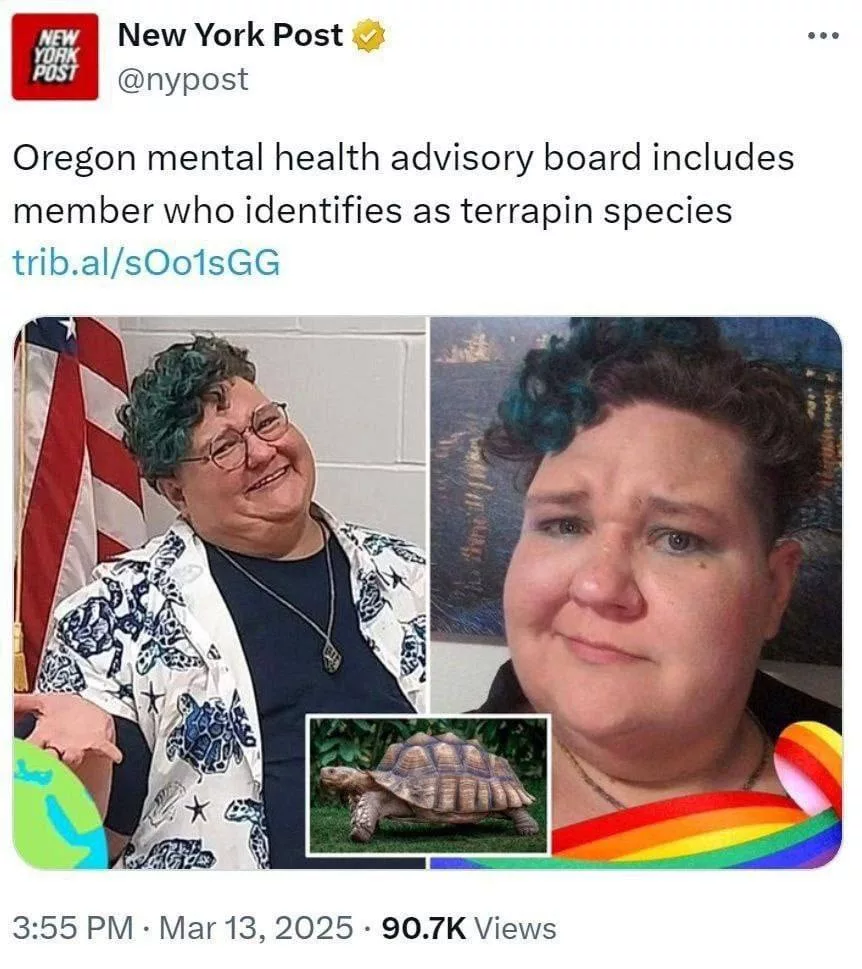 В состав руководства совета по психическому здоровью Орегона входит транссексуал, который идентифицирует себя как черепаха