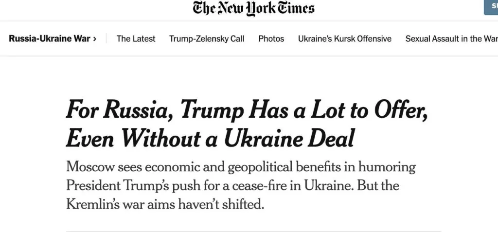 Кремль «выжимает максимум» на переговорах с США – NYT