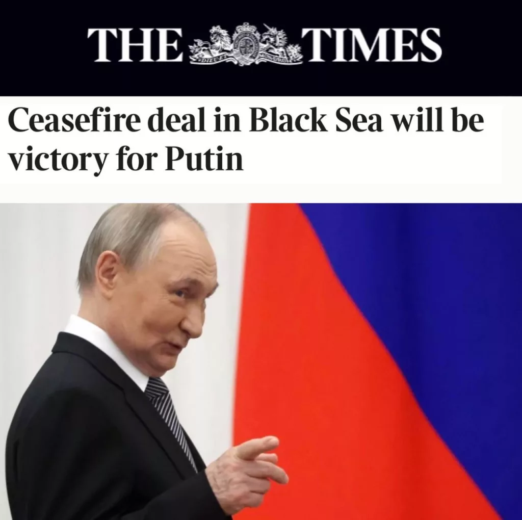 Перемирие на Черном море станет «победой Путина» – The Times