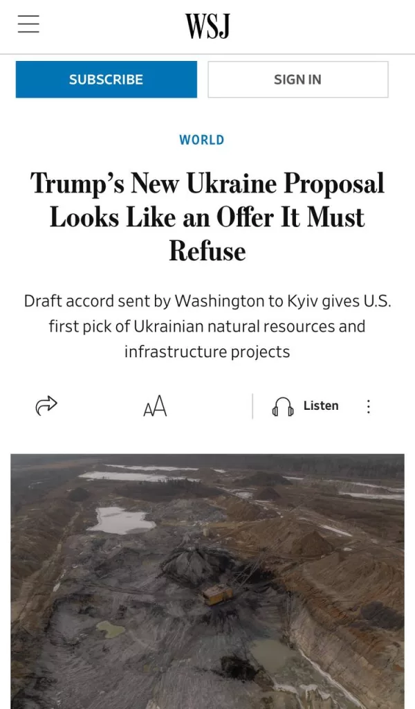 WSJ: Администрация Трампа добивается значительного контроля над экономикой Украины