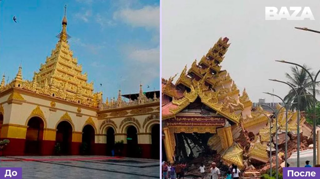 Знаменитая белая пагода Синбьюме в Мингуне разрушена после землетрясения в Мьянме. Также из-за толчков пострадали десятки самых популярных туристических мест