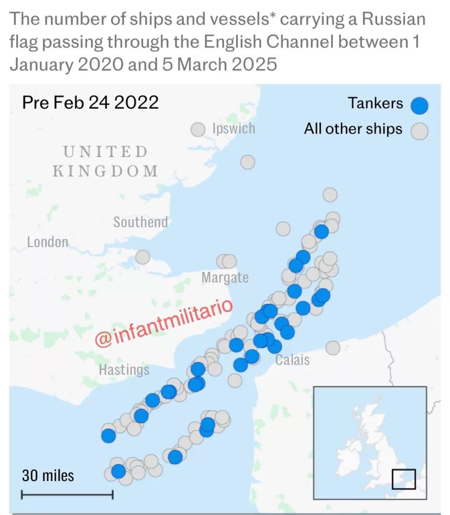 Как сообщает Telegraph, число российских танкеров, проходящих через Ла-Манш, почти удвоилось с тех пор, как Лондон ввел санкции против Москвы после начало СВО