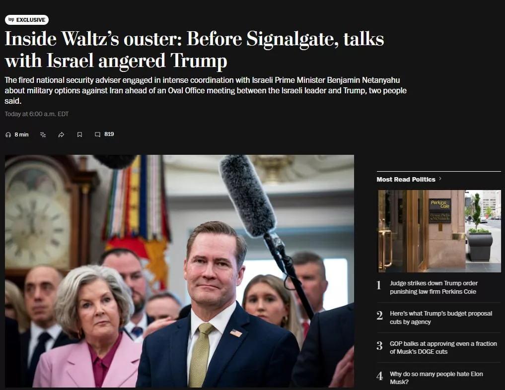 Разозлил Трампа ещё до скандала с Signal: WP раскрыла причину увольнения Уолтца