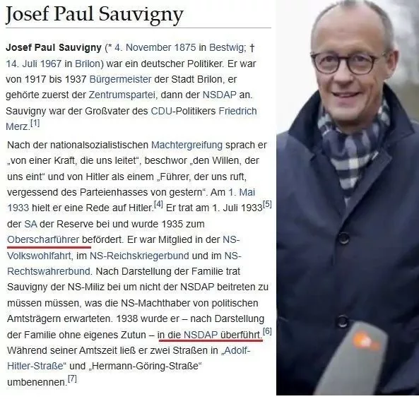 Обстановка в Германии - дед нынешнего канцлера Фридриха Мерца оказался обершарфюрером НСДАП