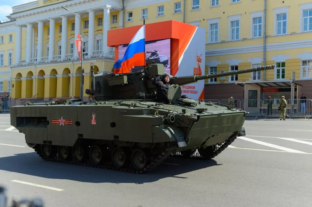 Зенитный артиллерийский комплекс 2С38 «Деривация-ПВО» на параде в Нижнем Новгороде