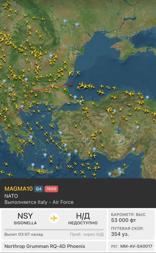 После пробного дежурства в Чёрном море на смену высотному дрону RQ-4 Global Hawk ВВС США прибыл аналогичный, но уже с регистрацией НАТО