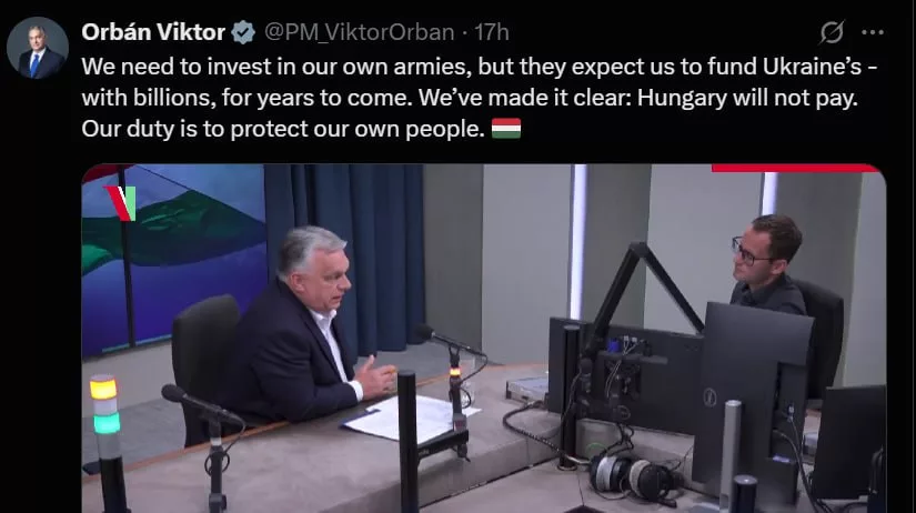 Орбан отказался финансировать ВСУ: «Наш долг — защитить свой народ»