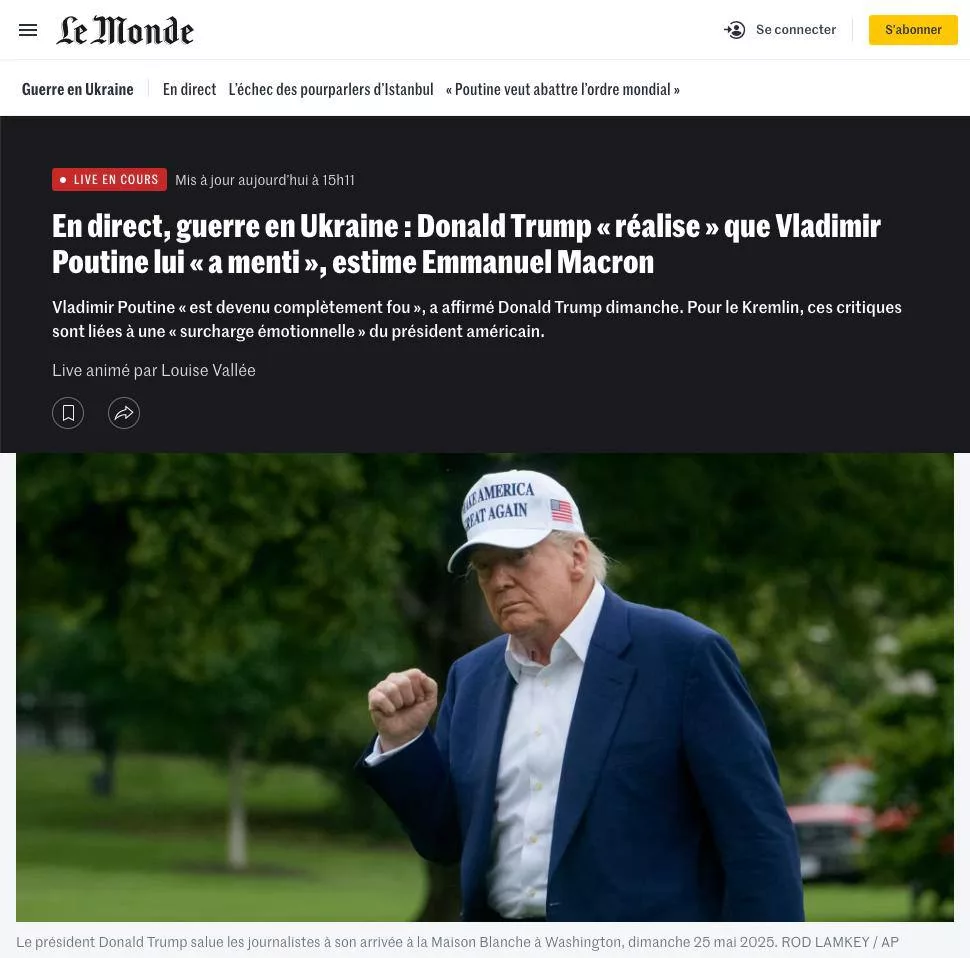 Трамп понимает, что Путин солгал ему о готовности к мирному урегулированию в Украине, - Макрон