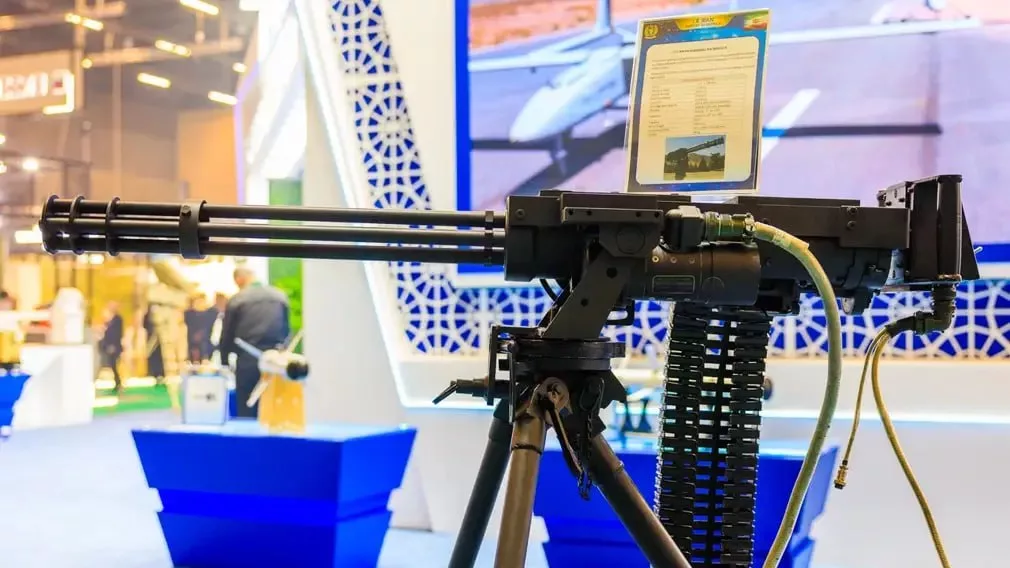 Иранский 12,7-мм четырехствольный пулемет системы Гатлинга, представленный на выставке вооружений MILEX-2025