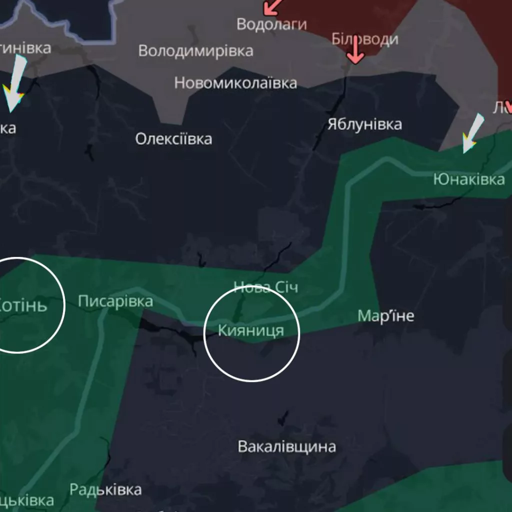 ВСУ отводят технику от украинской Юнаковки вглубь Сумской области — к Киянице и Хотеню