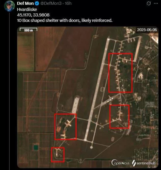 ВС РФ, вероятно, строят укрытия для самолетов на 14 авиабазах после атак украинских дронов, — OSINT-аналитик Def Mon в X 