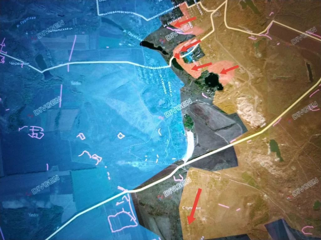 Часовярское направление. Наши подразделения продвинулись в мкр. Шевченко в районе ул. Каменка и Согласия, в районе пляжей и в мкр. Леваневского (окружив противника в районе цеха №2 комбината)