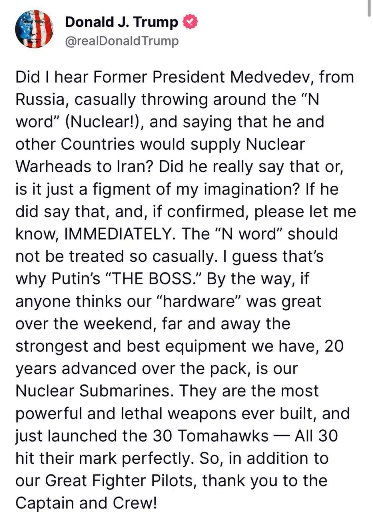 Трамп угрозами отреагировал на слова Дмитрия Медведева