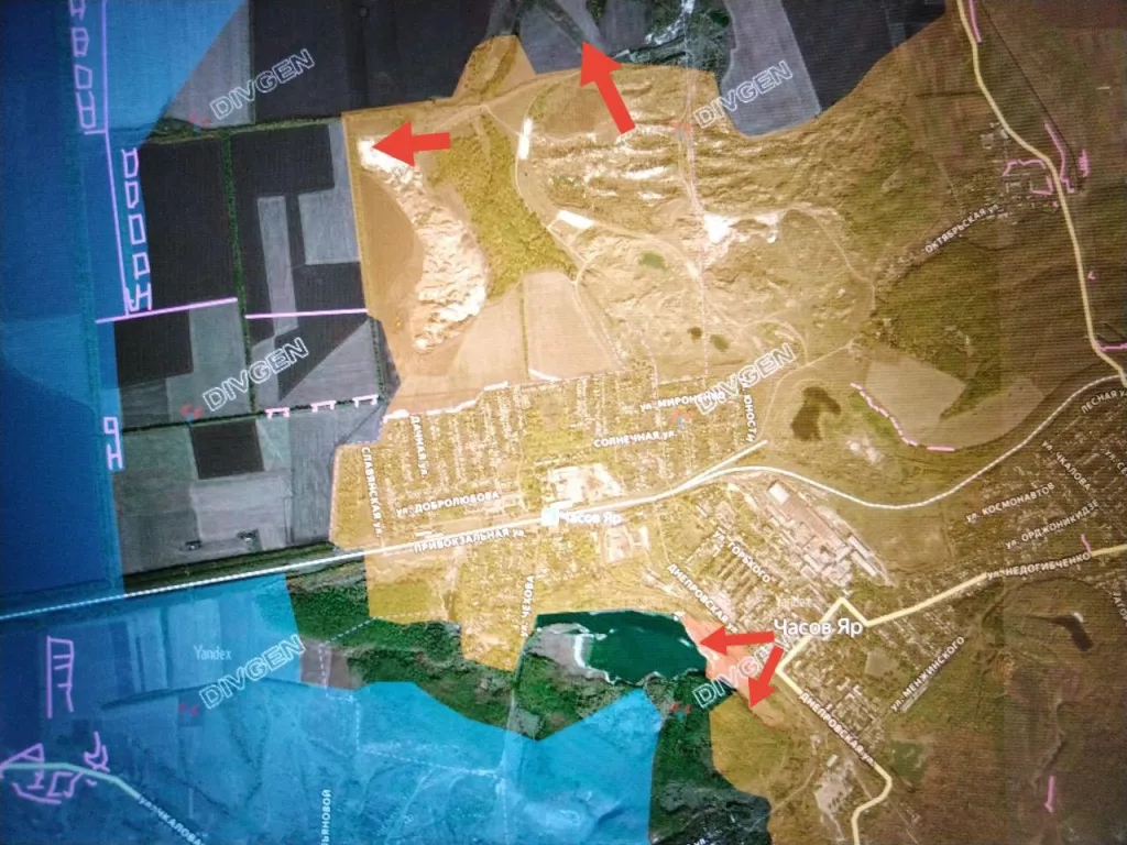 Часовярское направление. Наши подразделения продвинулись в мкр. Шевченко в районе ул. Каменка и Согласия, в районе пляжей и в мкр. Леваневского (окружив противника в районе цеха №2 комбината)