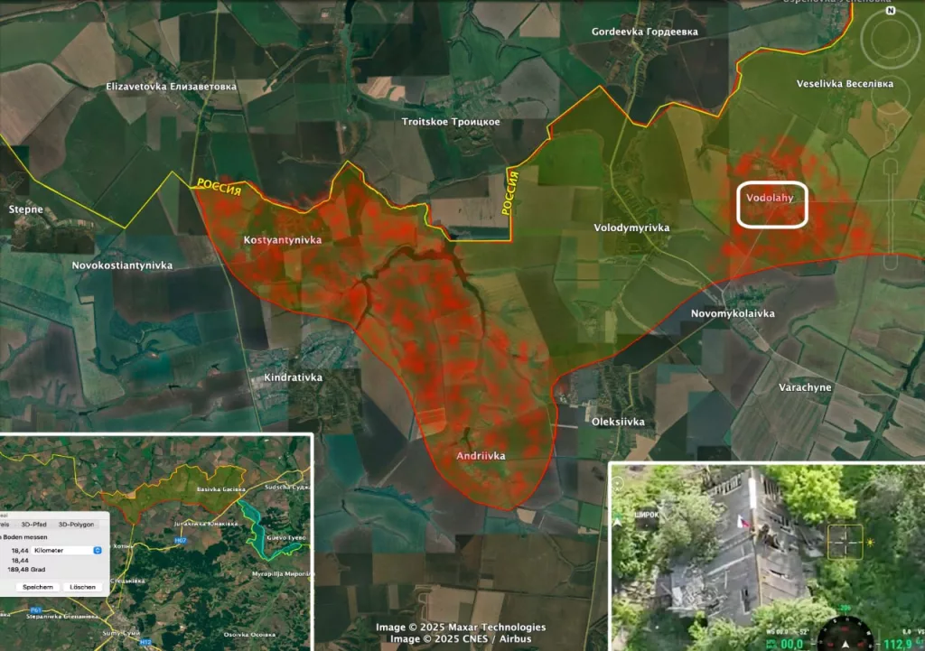 Немцы начинают понемногу паниковать и пишут, что в Сумской области под контролем российских войск находятся Водолаги, Андреевка и Константиновка. Эти населённые пункты формируют устойчивый пояс, установленный всего в 17 км от Сум