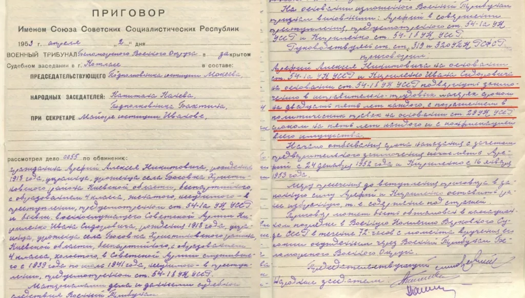 УФСБ России по Республике Коми продолжает рассекречивать и публиковать документы архивных уголовных дел в отношении предателей Родины в годы Великой Отечественной войны
