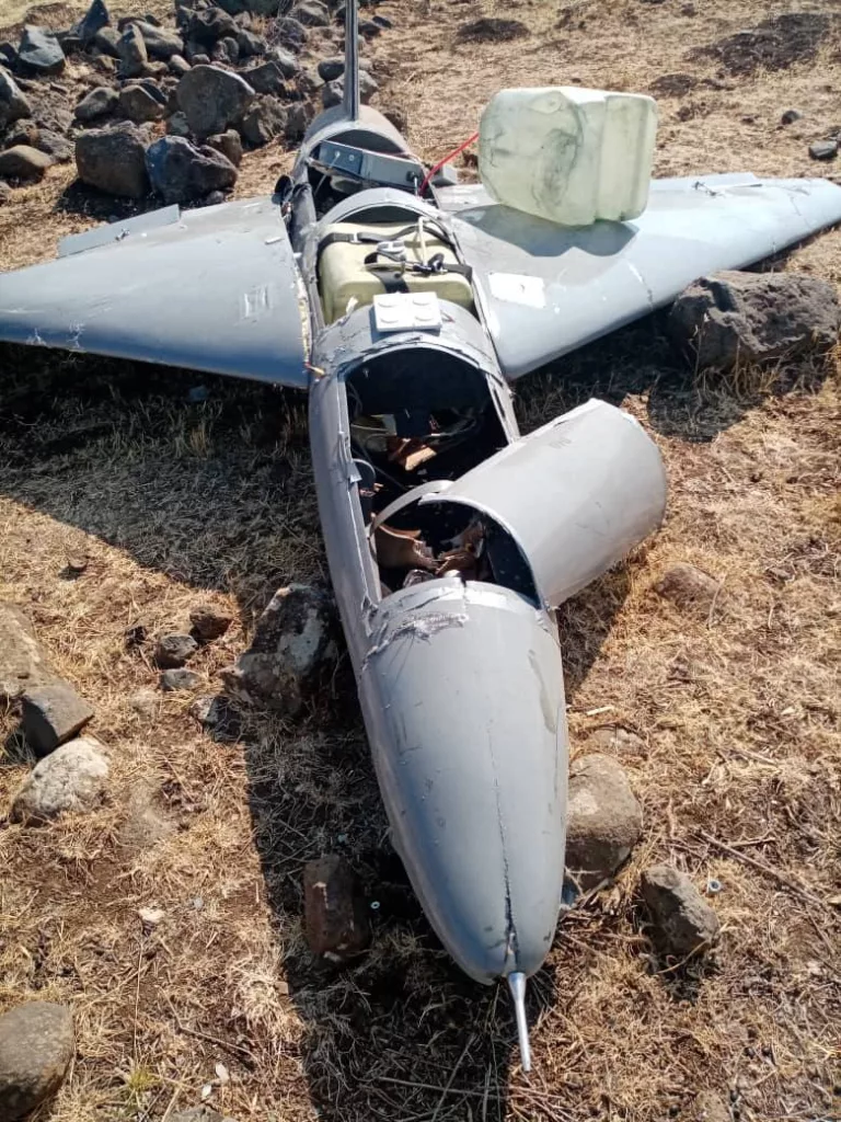 Иранский дрон-камикадзе «Arash-2», упавший в районе сирийского города Айн-эз-Зебда в провинции Эль-Кунейтра