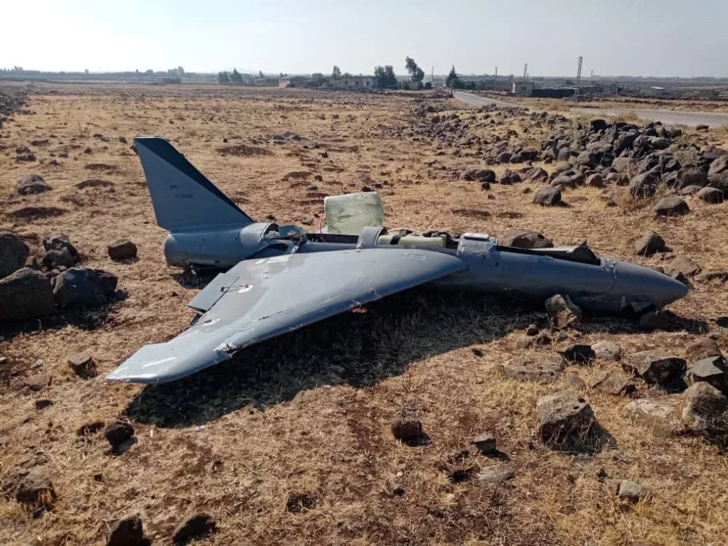 Иранский дрон-камикадзе «Arash-2», упавший в районе сирийского города Айн-эз-Зебда в провинции Эль-Кунейтра
