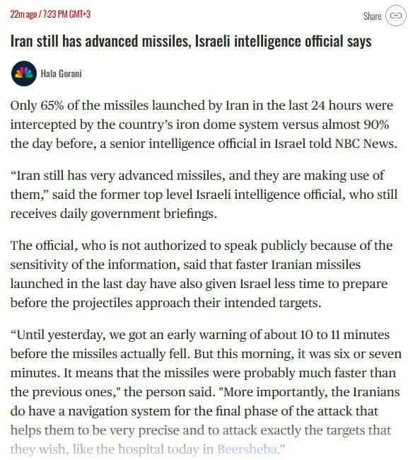 Эффективность «Железного купола» снизилась: Иран применил более быстрые ракеты