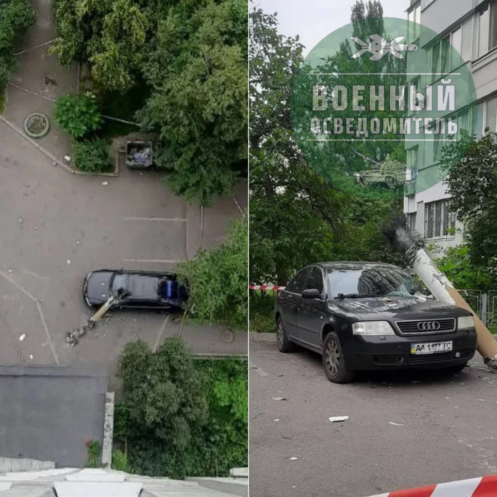 Обломки зенитной ракеты PAC-3 MSE от ЗРК MIM-104F Patriot, упавшие на автомобиль в Киеве