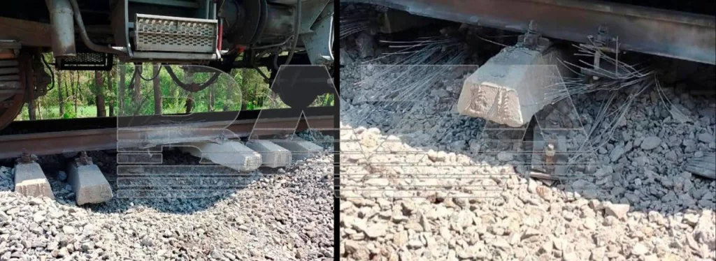 Фото с места теперь уже видимо хлопка под рельсами на перегоне «Унеча — Жеча» в Брянской области