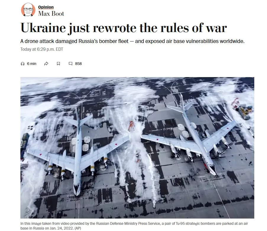 "Украина переписала правила войны для всего мира": The Washington Post оценил последствия теракта СБУ "Паутина"