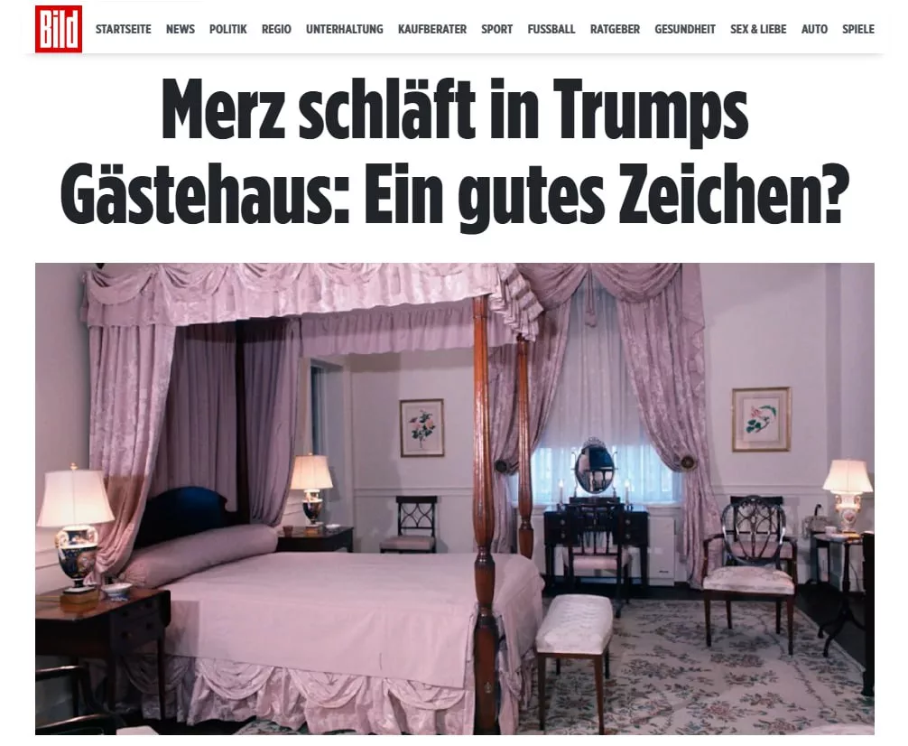 Мерц спит в «розовой комнате» Блэр-хауса — сигнал о статусе для западных аналитиков