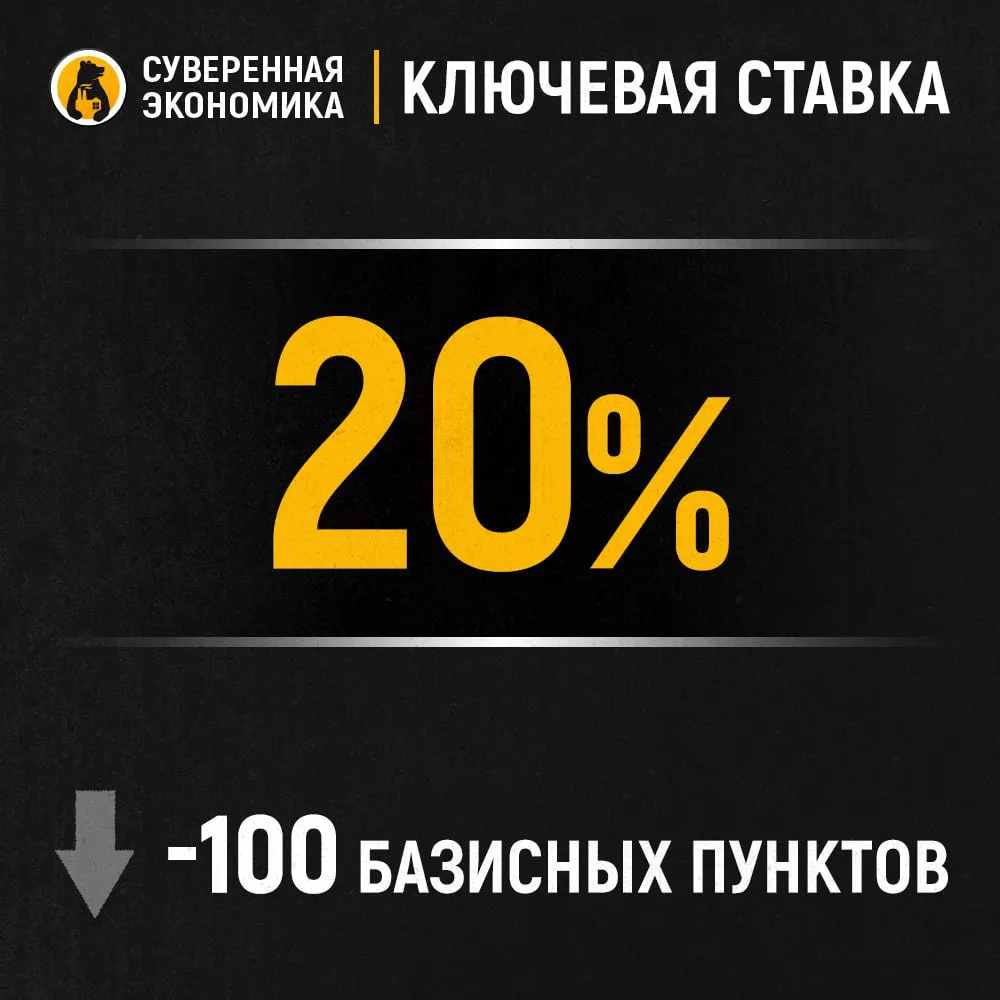 ЦБ понизил ключевую ставку до 20%