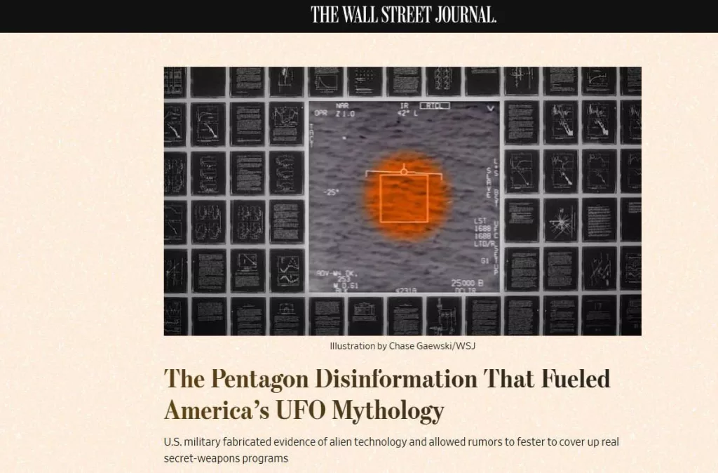 Пентагон признался, что десятилетиями распространял дезинформацию об НЛО, включая поддельные фотографии инопланетян, пишет WSJ