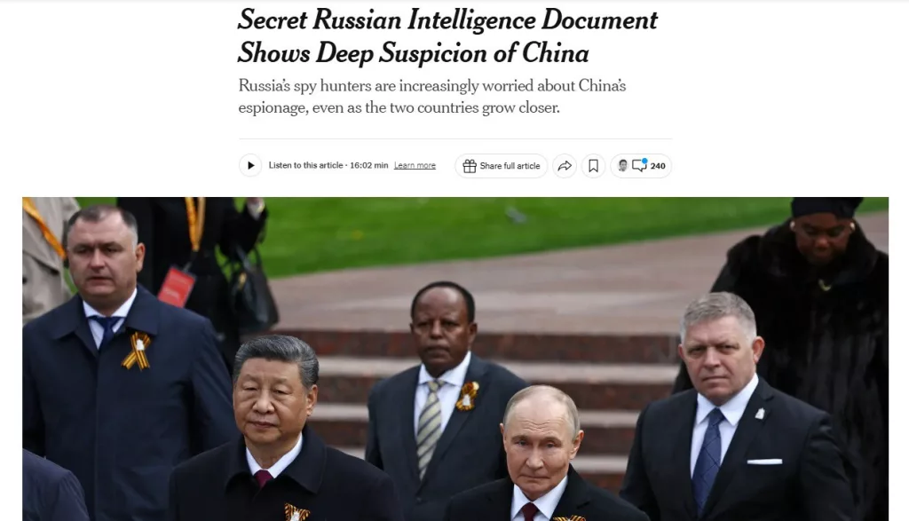 Россия признаёт угрозу Китая, несмотря на дружбу — The NYT