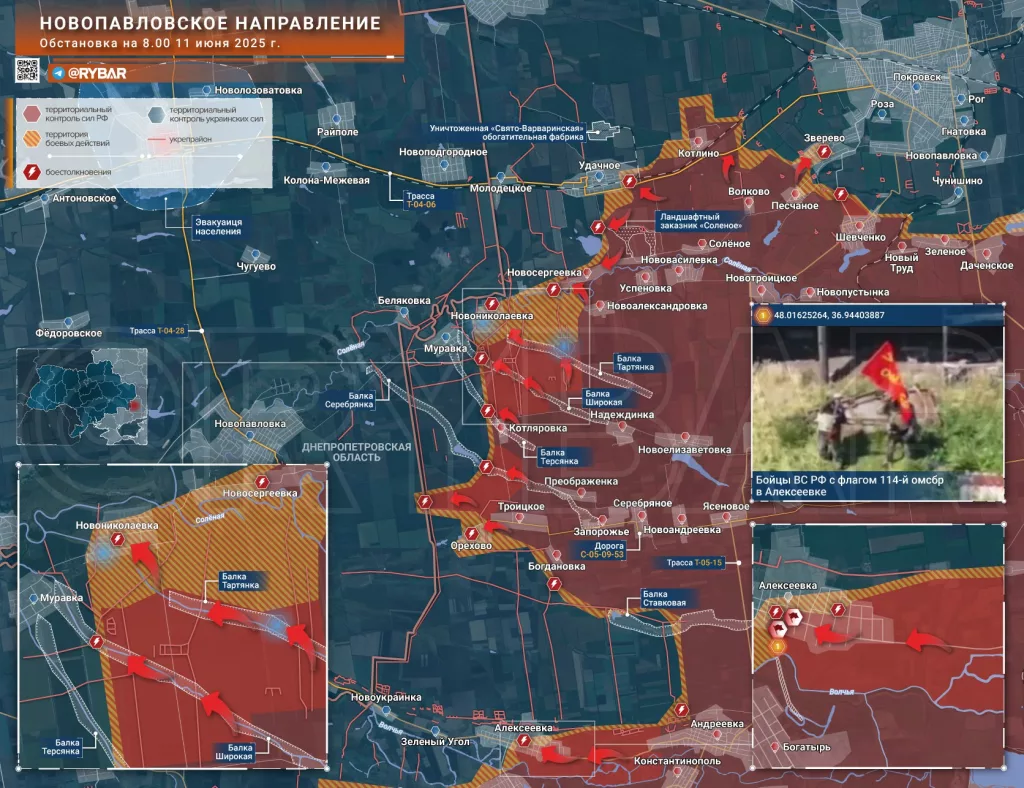 Штурмовые группы на подходе. Обстановка на Новопавловском направлении к по состоянию на 8:00 11 июня 2025 года