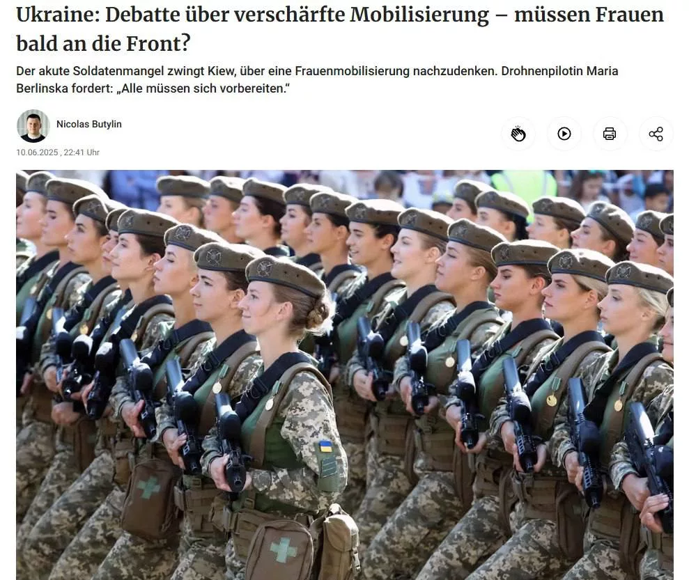На Украине всё чаще говорят о возможной мобилизации женщин из-за нехватки солдат в ВСУ, пишет Berliner Zeitung
