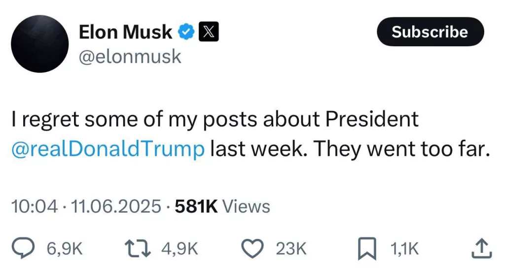 Илон Маск покаялся перед Трампом