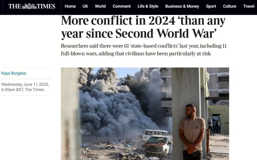 2024 год стал самым конфликтным со времён Второй мировой войны, - The Times