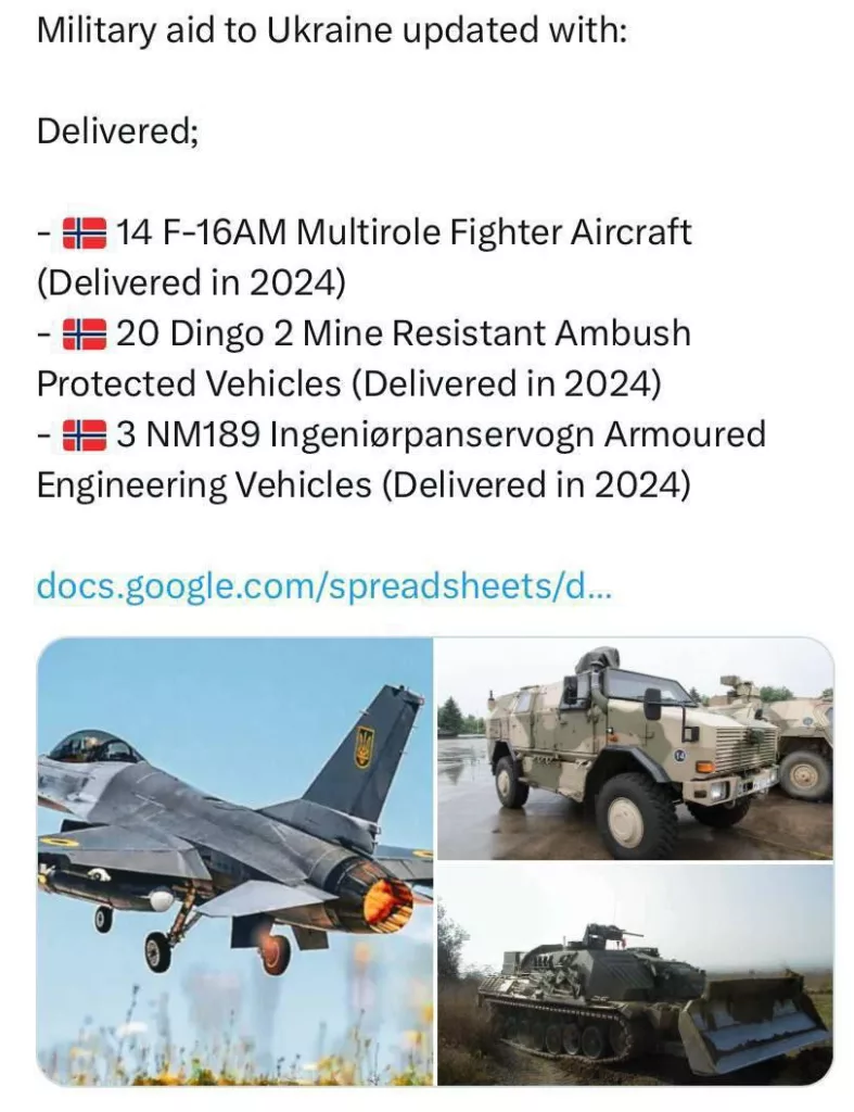Невиданная щедрость: Норвегия передала Украине вдвое больше F-16, чем обещала