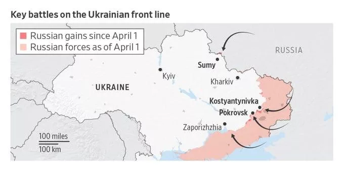 WSJ: в мае Россия освободила больше территорий на Украине, чем за любой месяц с конца 2022-го