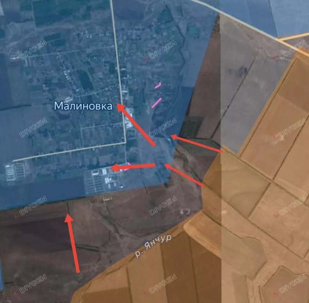 Запорожское направление. Гуляйпольский участок. Подразделения ГрВ "Восток" вошли в Малиновку с юго-востока, закрепились. Продолжаются бои по овладению селом