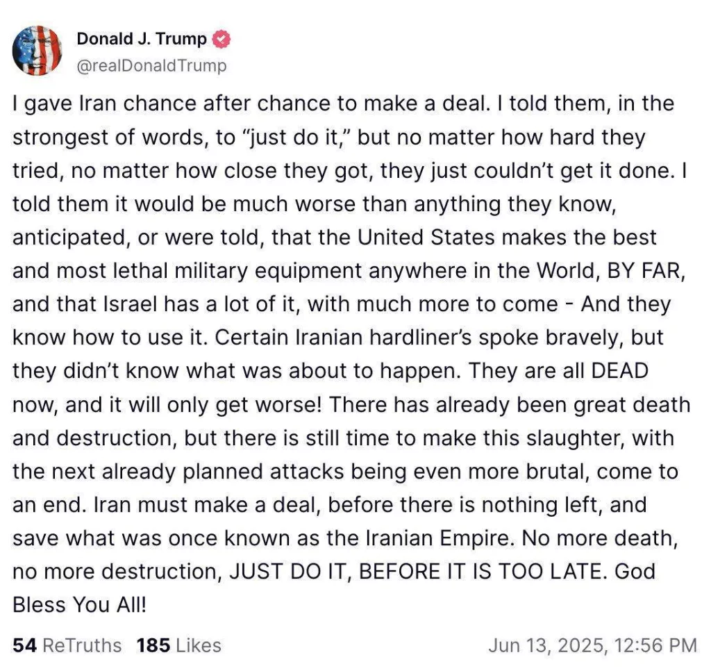 Трамп заявил, что Ирану грозит уничтожение, если страна срочно не согласится на сделку