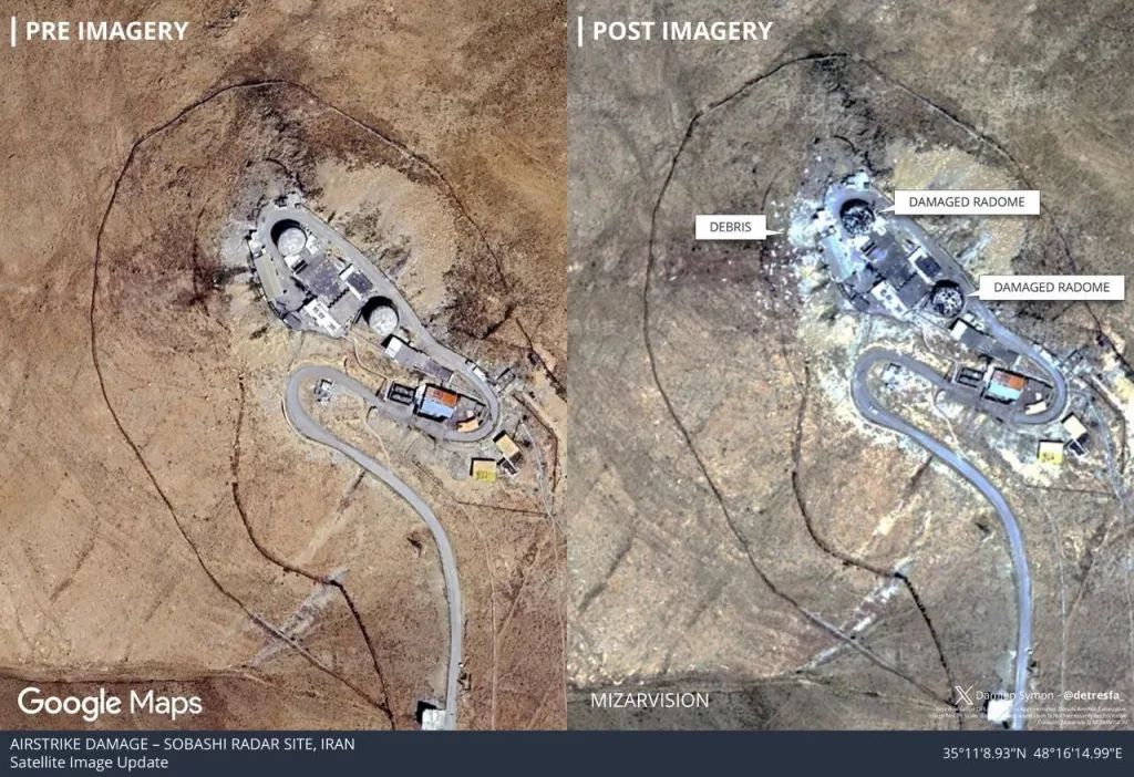 Результаты ударов ВВС Израиля по радиолокационному комплексу в Собаши и ракетной базе в Тебризе.